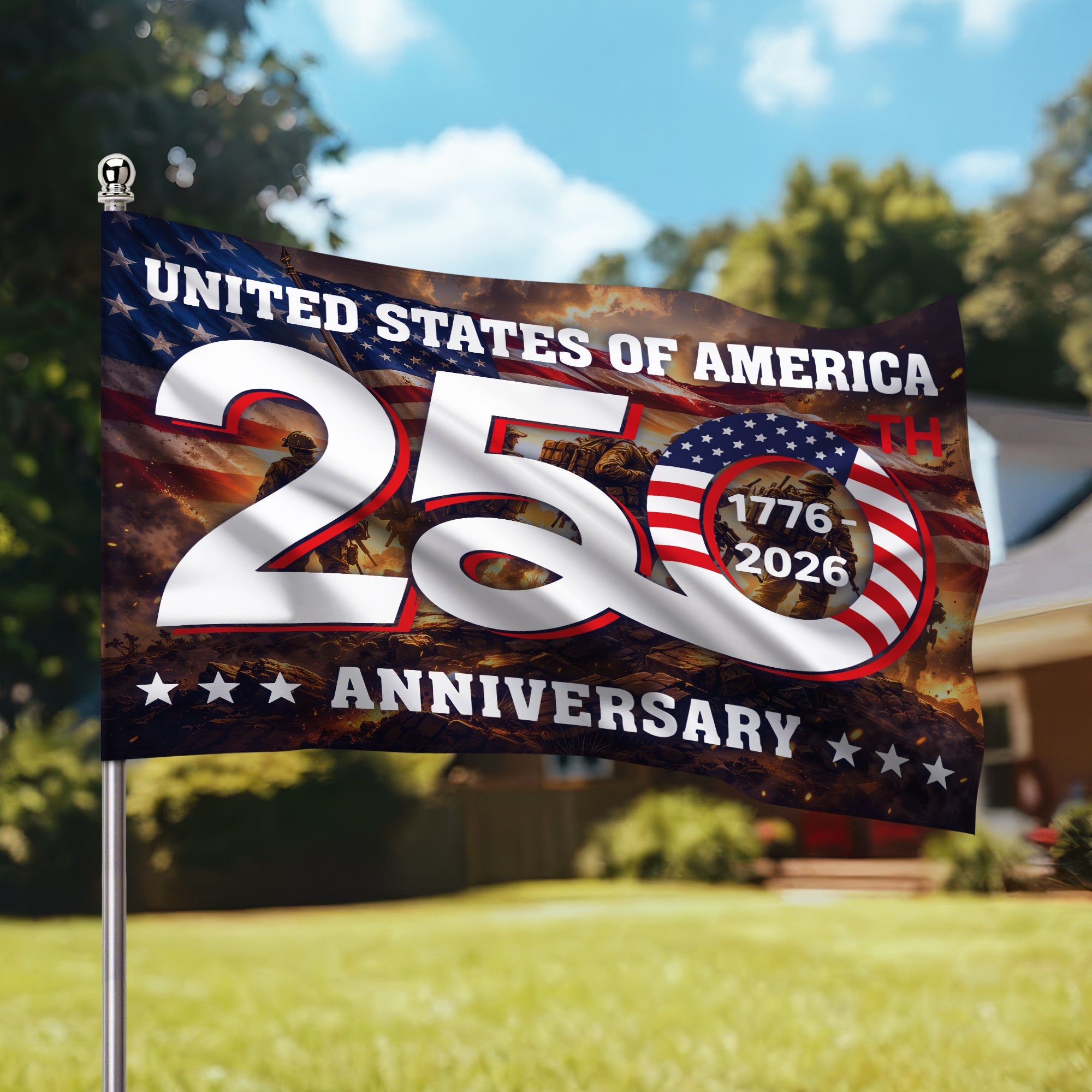 250th Anniversary 1776 2026 United States of America Semiquincentennial Grommet Flag