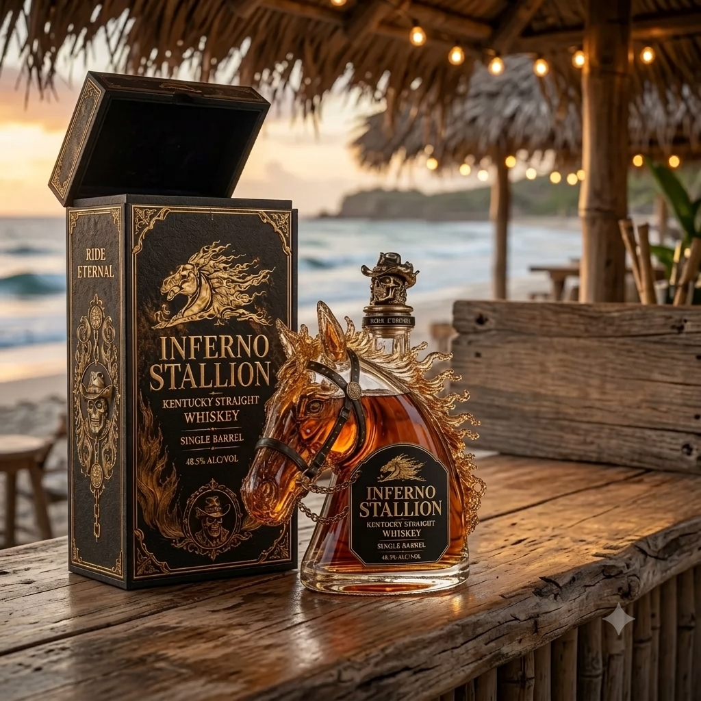 Inferno Stallion Single Barrel Whiskey Bottle