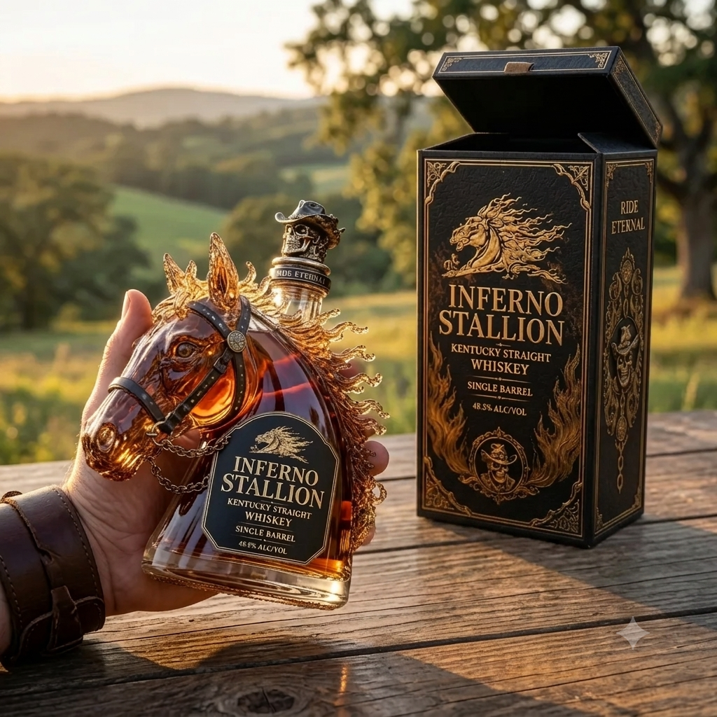 Inferno Stallion Single Barrel Whiskey Bottle