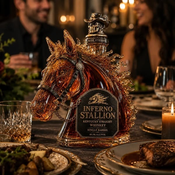 Inferno Stallion Single Barrel Whiskey Bottle