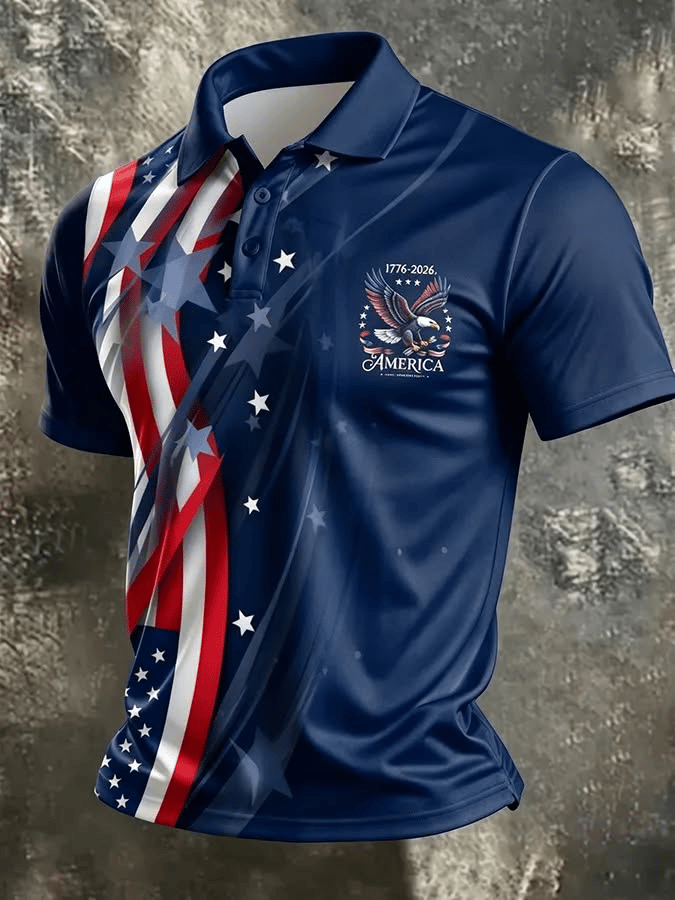 Men's 250th Anniversary Print Casual Polo Shirt