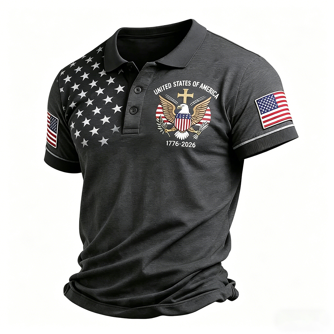 Men's American 250th Anniversary Casual Short-Sleeve Polo Shirt