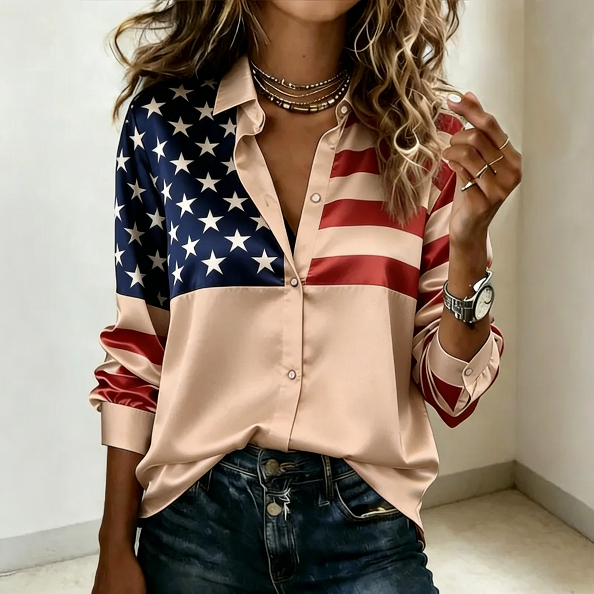 Women's 250th Anniversary Art Print Casual Shirt