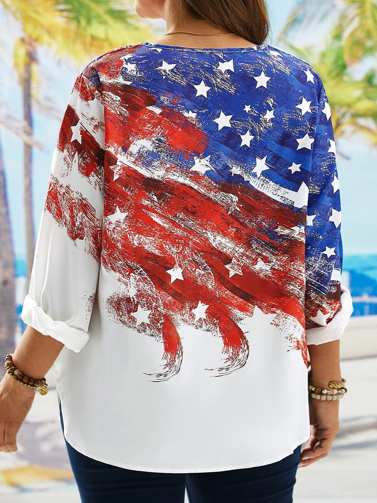 Independence Day America Flag Casual Long Sleeve Blouse – SEWSurprises