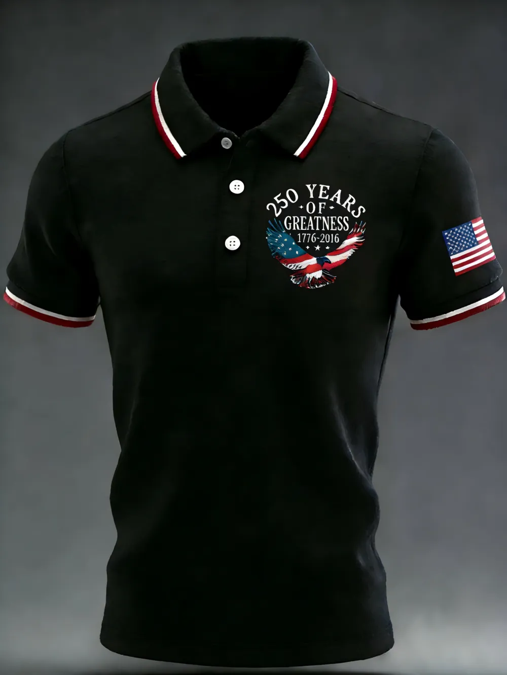 Men'S Retro 250Th Anniversary Of The United States Print Independence Day Cross Print Polo Shirt
