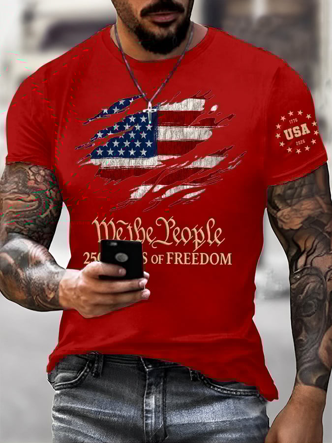 Men's 250th America Anniversary Casual Printed T-Shirt