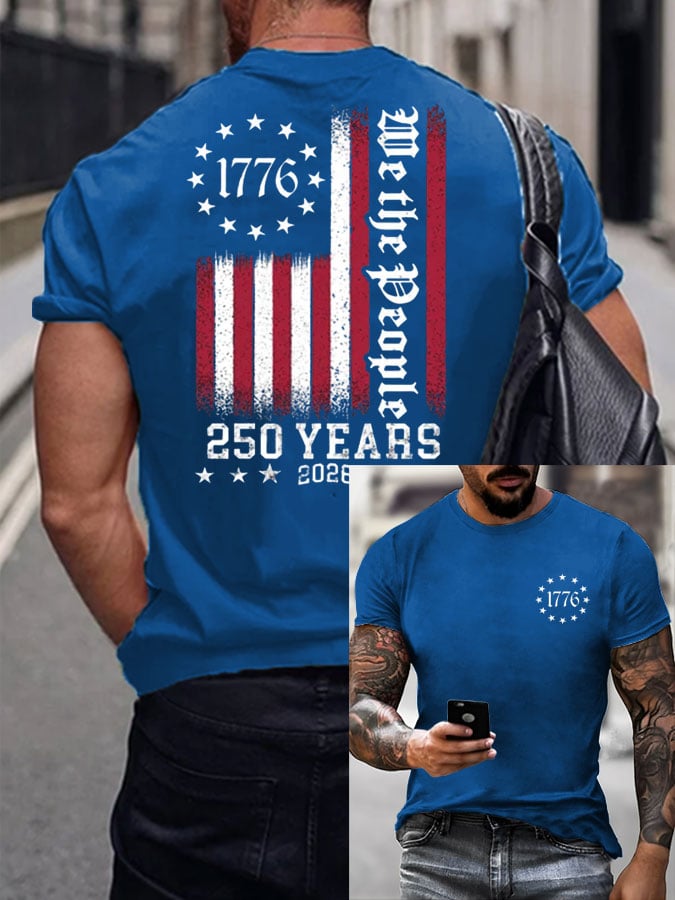 Men's Casual USA 250th Anniversary Printed Short-Sleeve T-Shirt