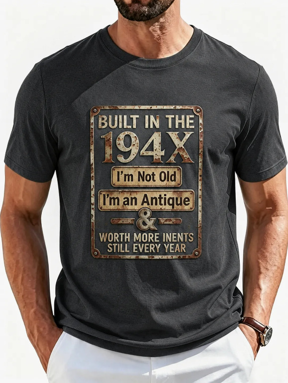 "Built In The 194X" Funny Vintage T-Shirt - "I'm An Antique" Retro Men's Graphic Tee