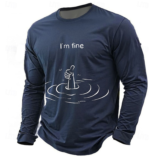 Men's Funny Slang T Shirt Long Sleeve T shirt 3D Print Crew Neck Shirt Fashion Daily Basic Street Casual Daily Black Red Blue Summer Spring All Seasons Clothing Apparel