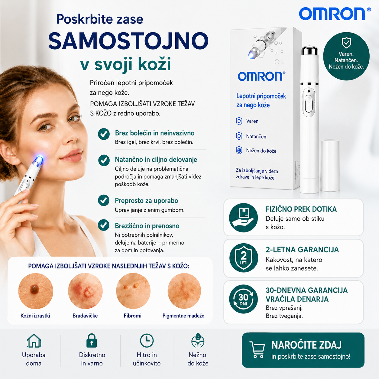 Omron™ večnamensko pero za odstranjevanje materinih znamenj za celo telo – najnovejši model iz leta 2026. Neboleča, neinvazivna rešitev za nego kože. Omogoča vam hitro odstranjevanje materinih znamenj iz udobja vašega doma, brez brazgotin. Izdelano v ZDA.