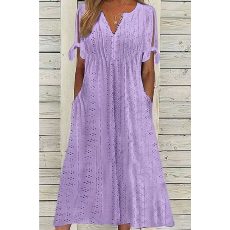 🔥 HOT SALE 49% Off 🔥 Women's Elegant V-Neck Hollow-Out Solid Dress