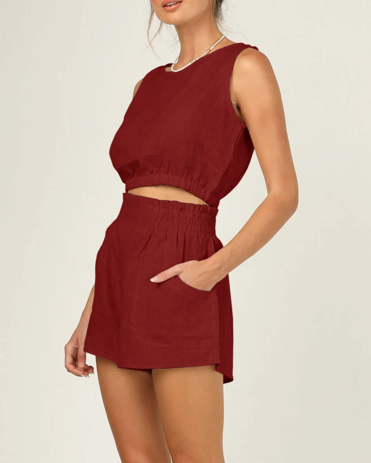 Women's Solid Color Sleeveless Short Top Casual Fashion High Waist Straight Cut Suit (2026)