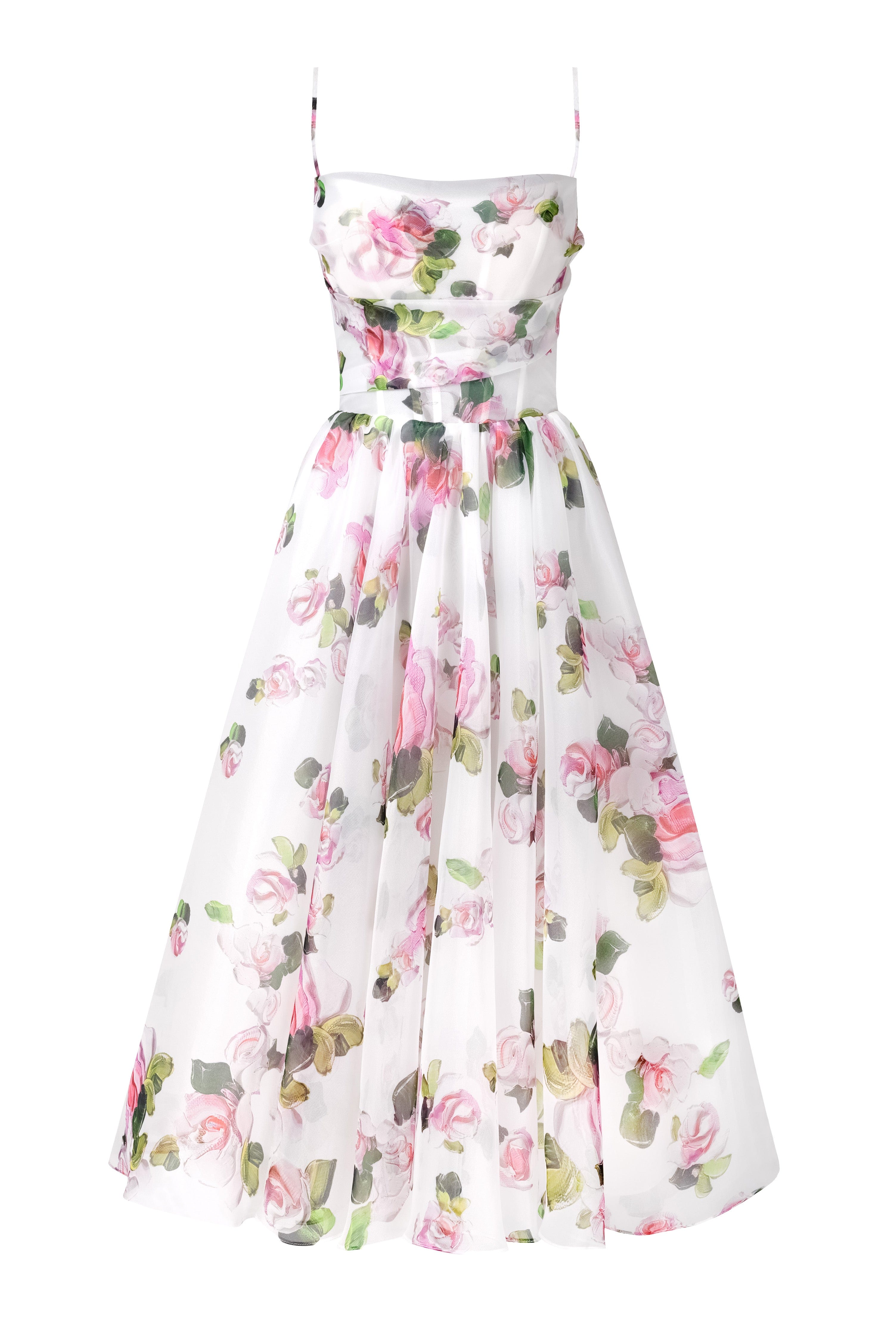 QUEENWAY | Apple Blossom Spaghetti Strap Midi Dress