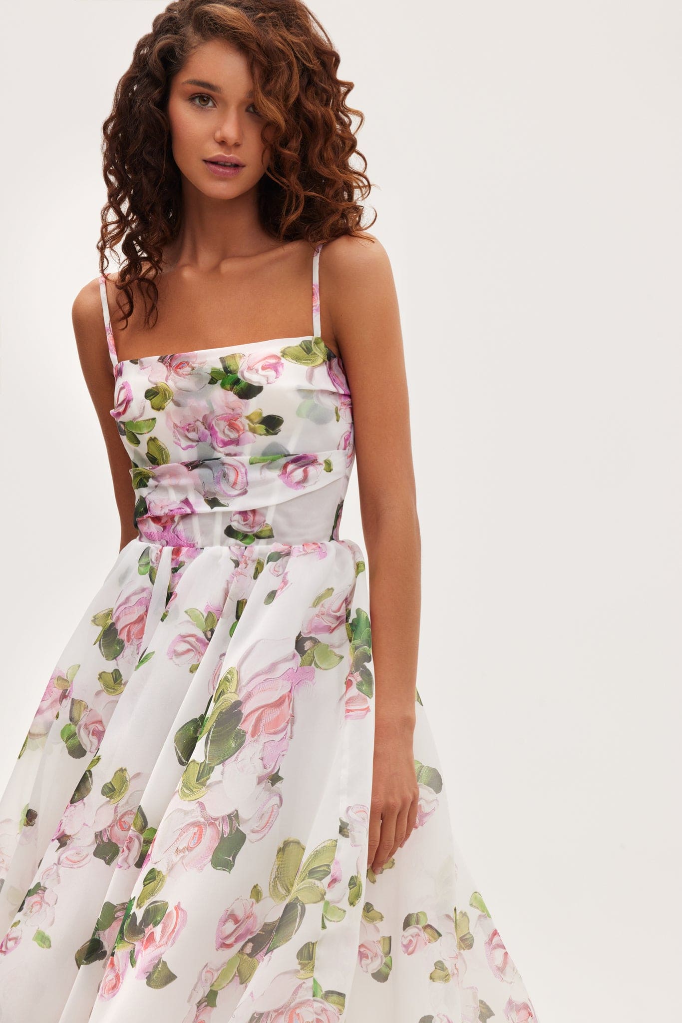QUEENWAY | Apple Blossom Spaghetti Strap Midi Dress