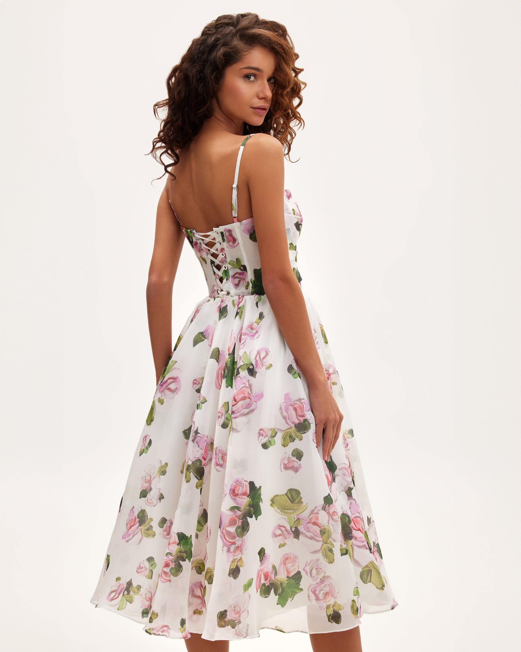 QUEENWAY | Apple Blossom Spaghetti Strap Midi Dress