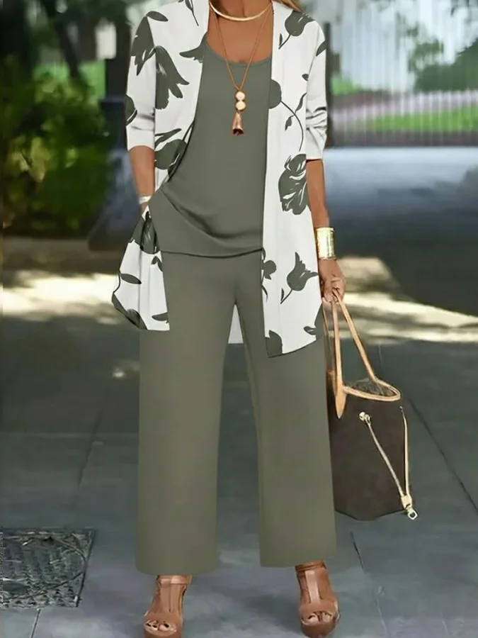 QUEENWAY | Women Paisley Printing Matching Outfit Daily Long Sleeve Casual Spring/Fall Multi-Piece Set Matching Set