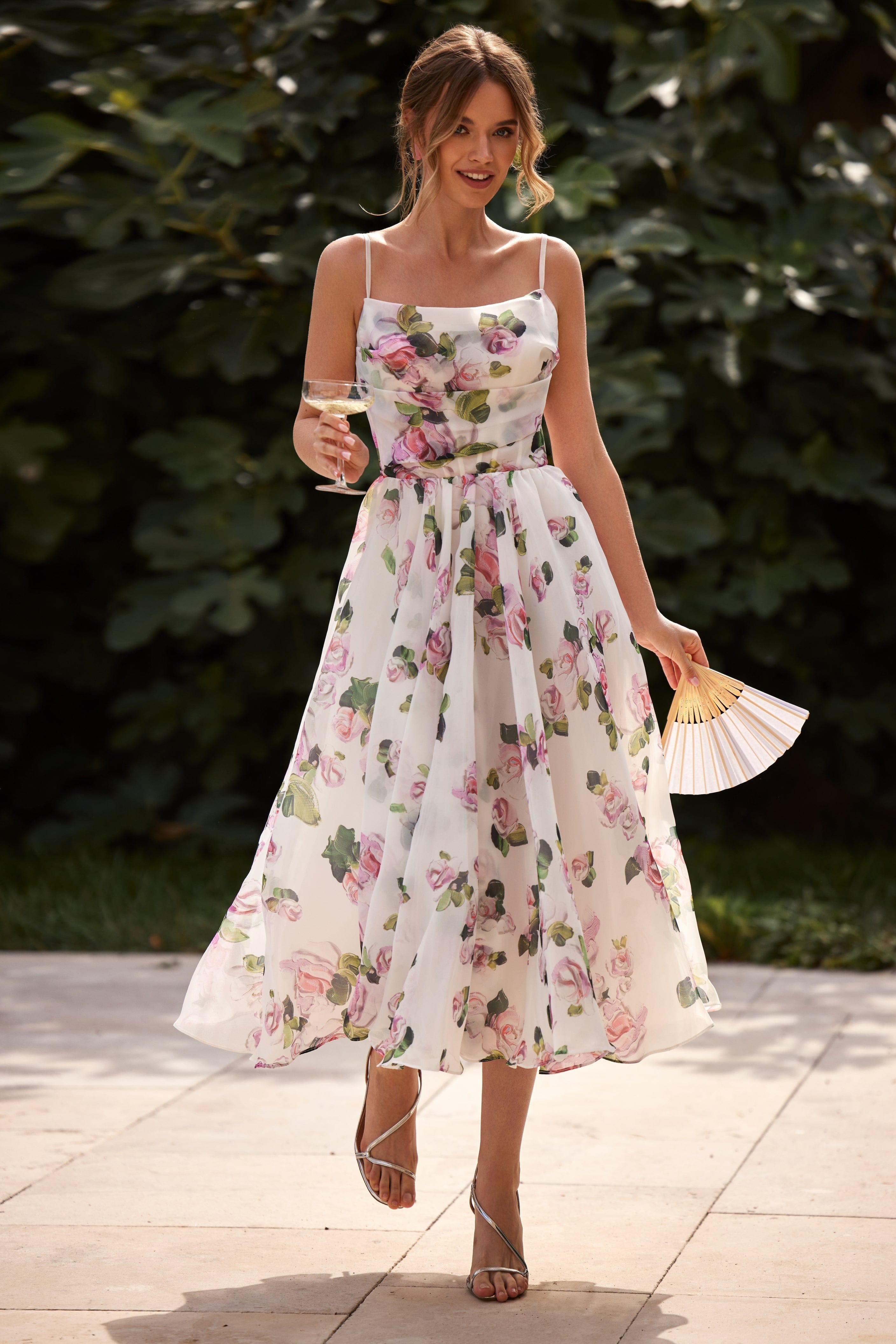 QUEENWAY | Apple Blossom Spaghetti Strap Midi Dress