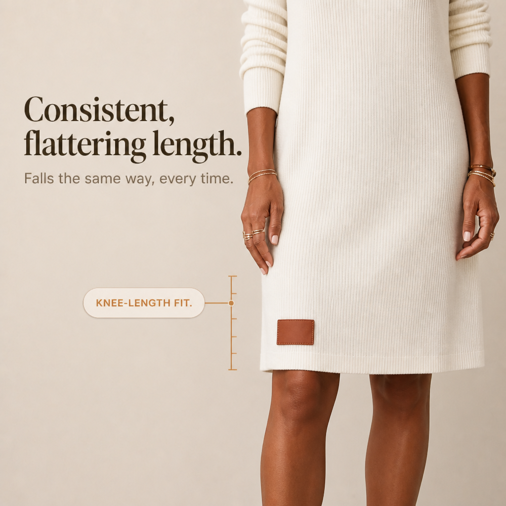 QUEENWAY | Cowl-Neck Ribbed Knit Sweater Dress