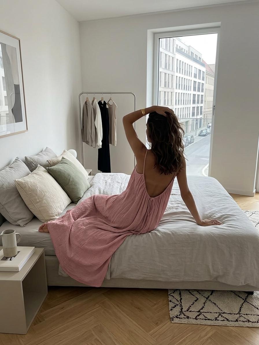 New Women'S Camisole Backless Loose Long Home Wear Dress | Beach Skirt Swimsuit, V-neck, Medium Stretch Fabric, Straight Hem, Elegant Style for Spring/Summer Womenswear New Women'S Camisole Backless Loose Long Home Wear Dress | Beach Skirt Swimsuit, V-neck, Medium Stretch Fabric, Straight Hem, Elegant Style for Spring/Summer Womenswear
