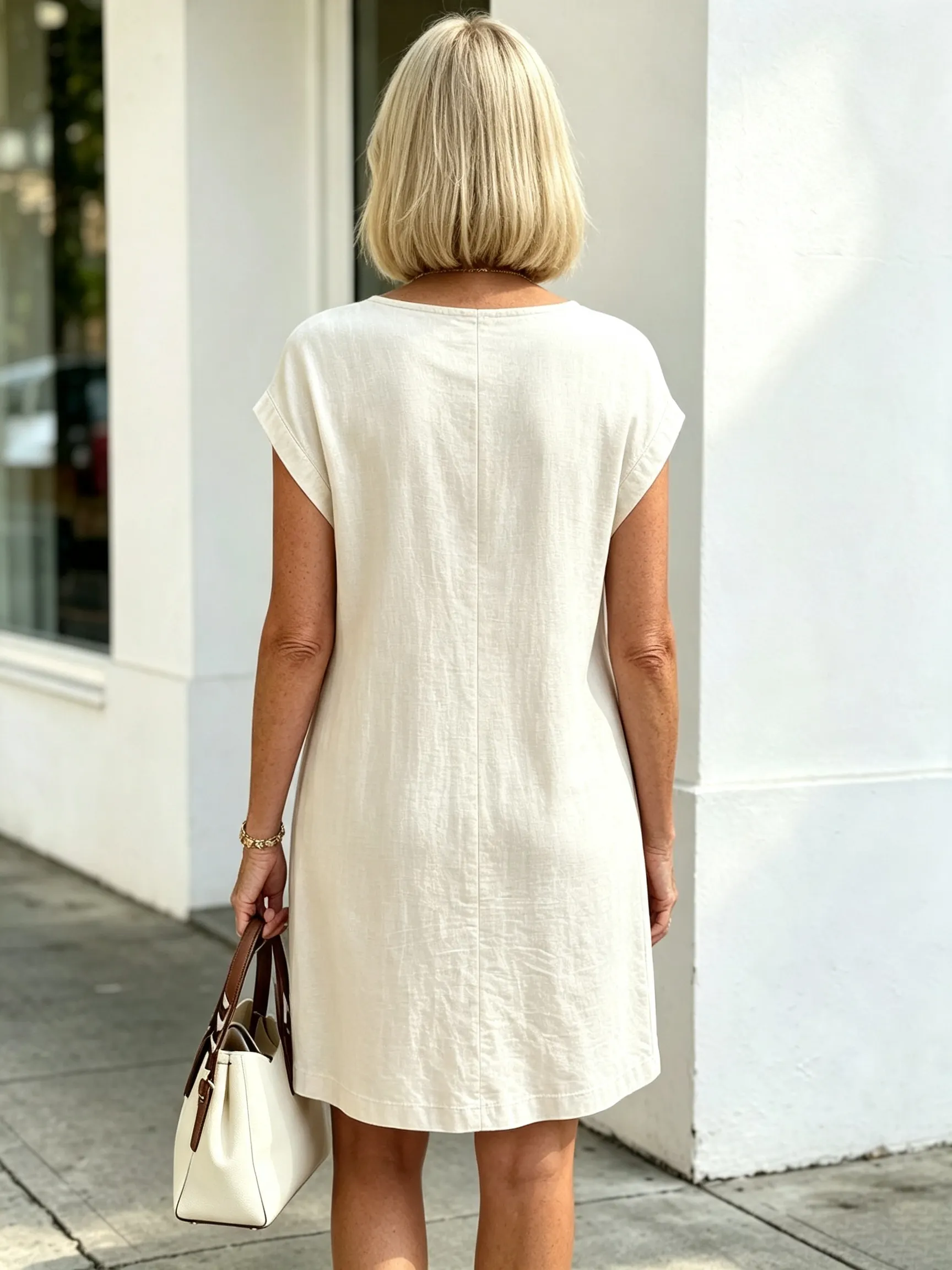 QUEENWAY | Women's V-Neck Diagonal Button Casual Resort Style Dress