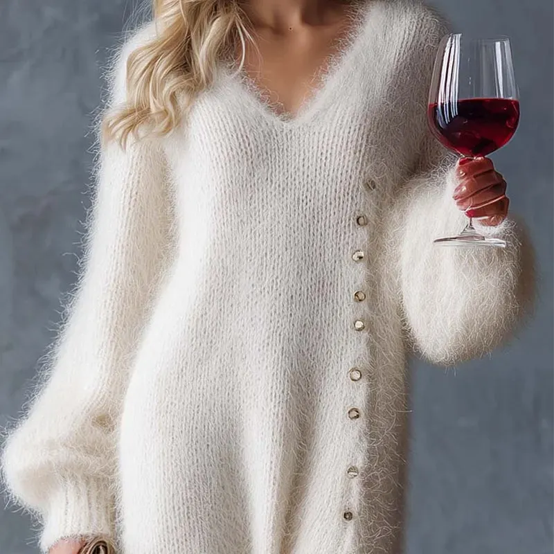 QUEENWAY | 🦌 Festive Reindeer Side Slit Dress – Knit Comfort & Cute Holiday Print, Christmas Party Showstopper!