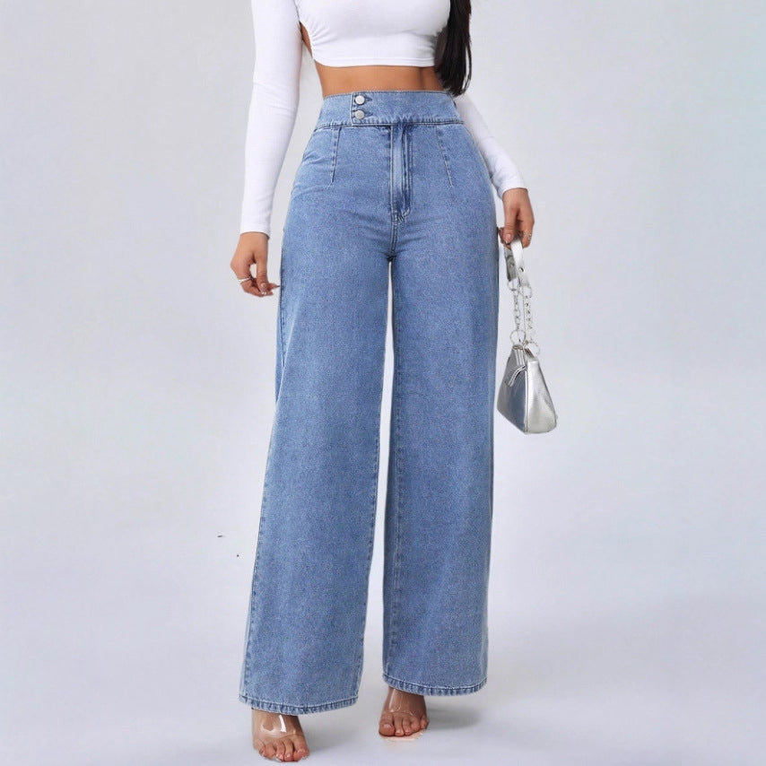 QUEENWAY | Straight Leg Loose Fit High Waist Jeans