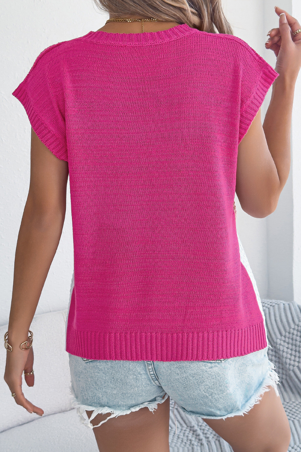 Color Block Cable Knit Sweater