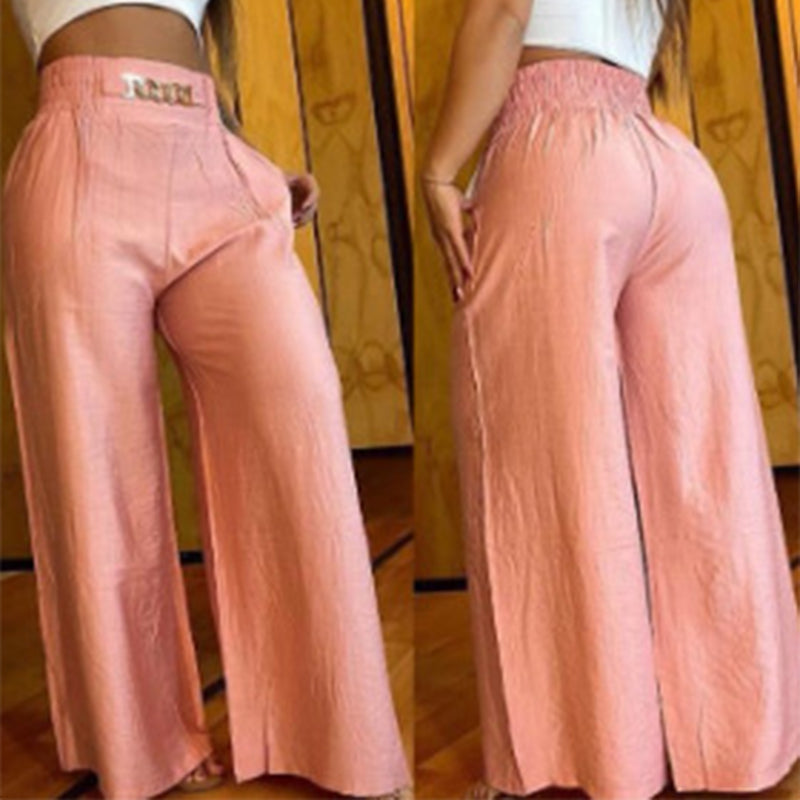 2026 Women's Solid-Color High-Waisted Wide-Leg Pants