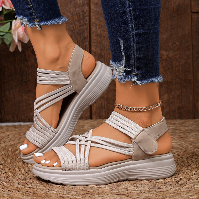 Women Sandals With Elastic Band, Thick Sole And Arch Support