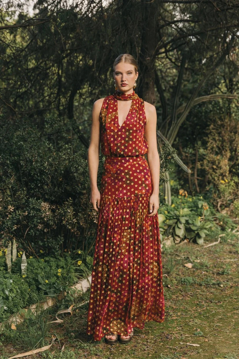 QUEENWAY | Bohemian Halter Skirt Set