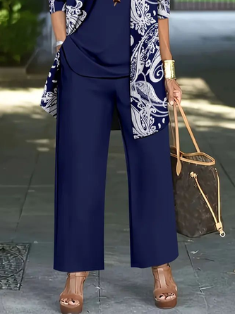 QUEENWAY | Women Paisley Printing Matching Outfit Daily Long Sleeve Casual Spring/Fall Multi-Piece Set Matching Set