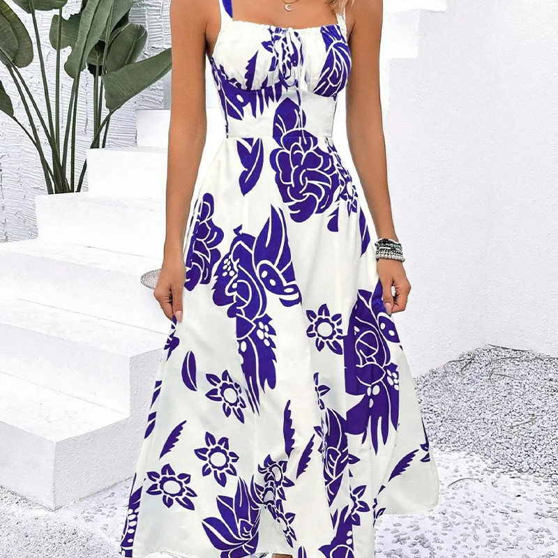 QUEENWAY | Women's Floral Print Spaghetti Strap Dress 🌿👗