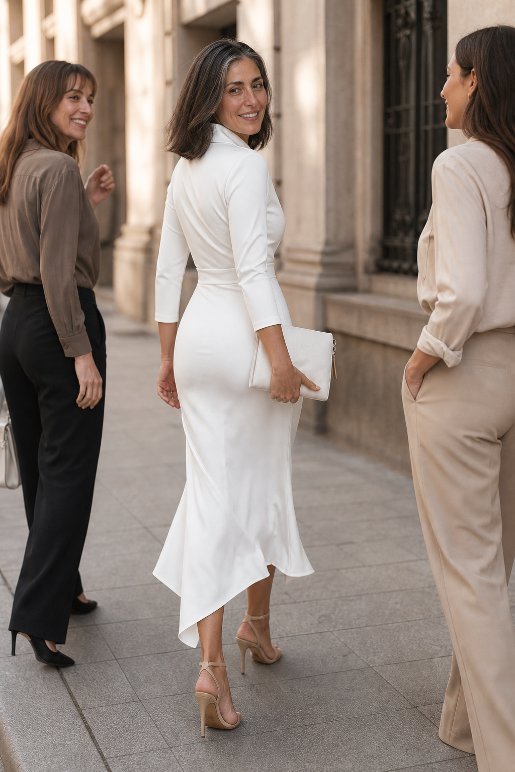 QUEENWAY | Wrap-Front Stretch Satin Midi Dress