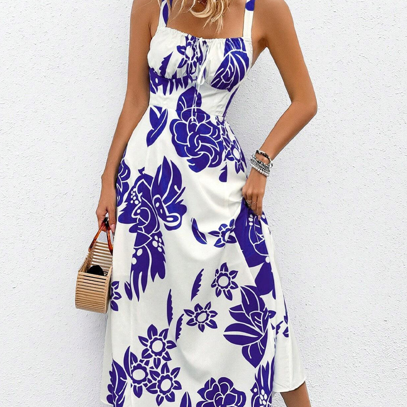 QUEENWAY | Women's Floral Print Spaghetti Strap Dress 🌿👗