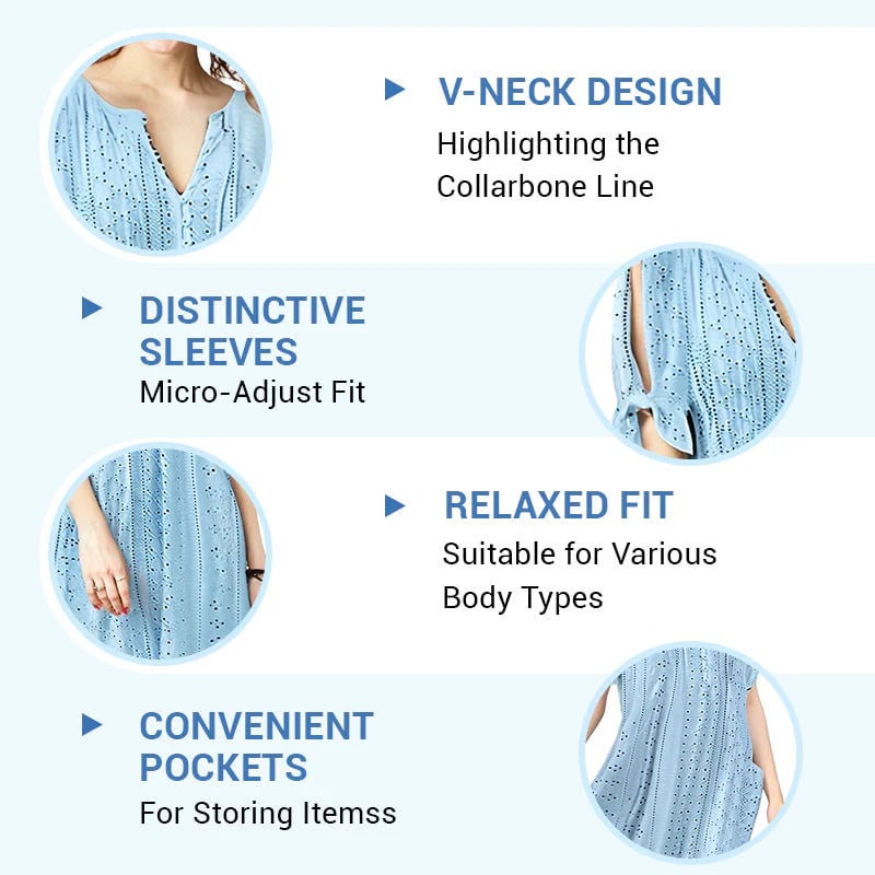 🔥 HOT SALE 49% Off 🔥 Women's Elegant V-Neck Hollow-Out Solid Dress