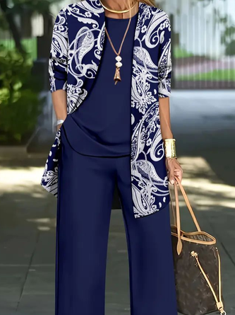 QUEENWAY | Women Paisley Printing Matching Outfit Daily Long Sleeve Casual Spring/Fall Multi-Piece Set Matching Set