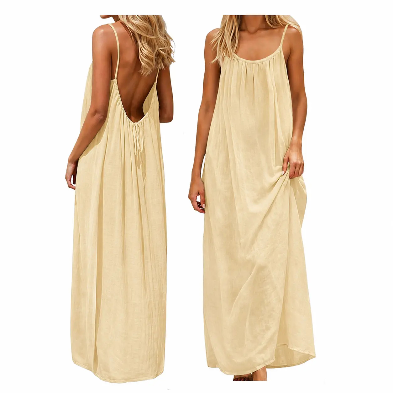 2026 New Women'S Camisole Backless Loose Long Home Wear Dress