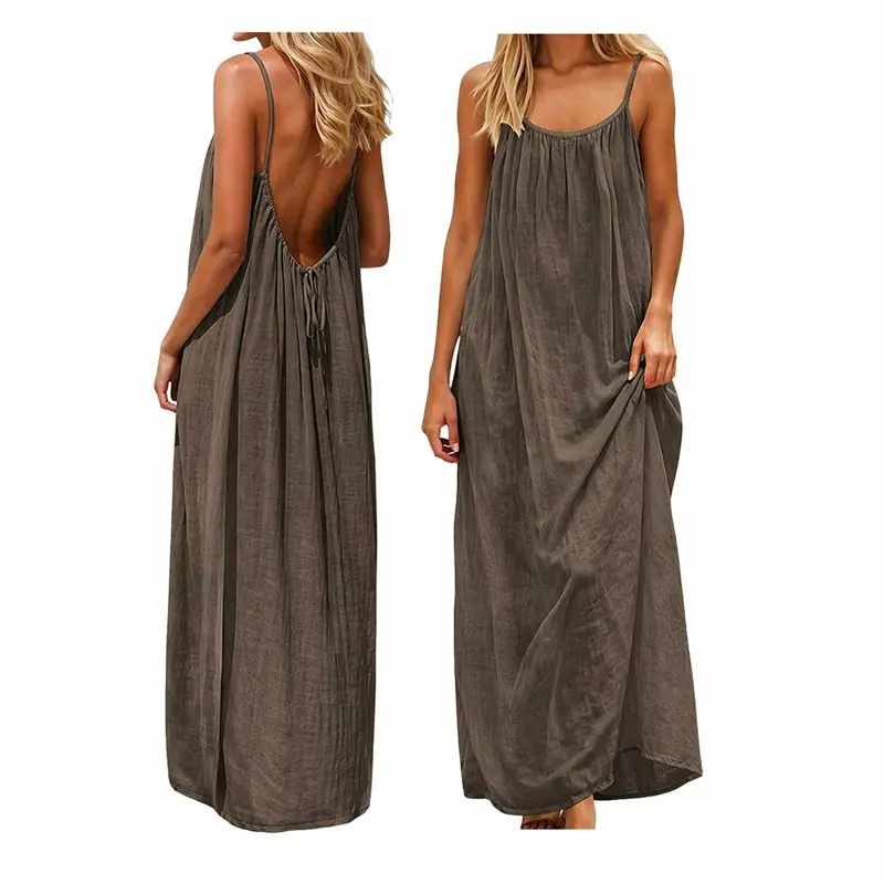 2026 New Women'S Camisole Backless Loose Long Home Wear Dress