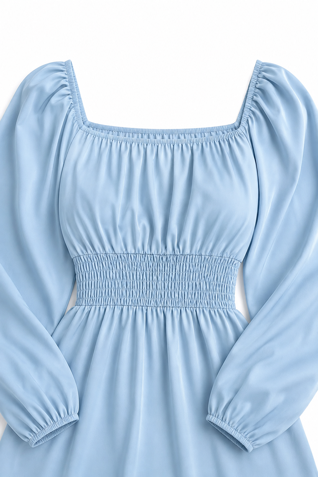 QUEENWAY | Smocked Square Neck Ruffled Midi Dress