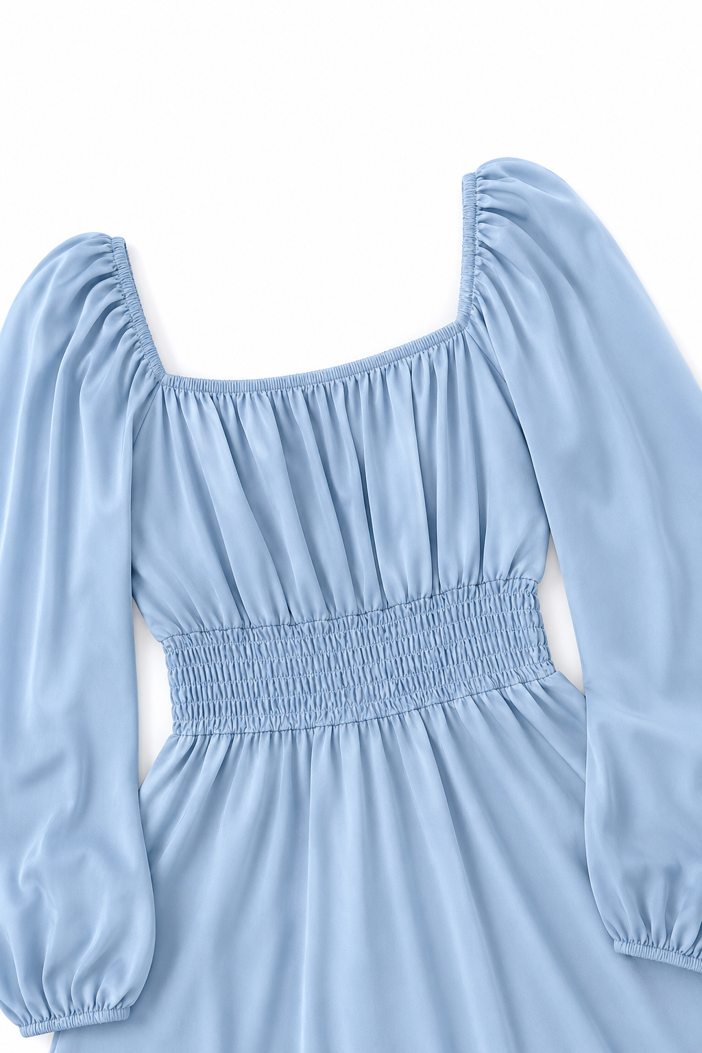 QUEENWAY | Smocked Square Neck Ruffled Midi Dress