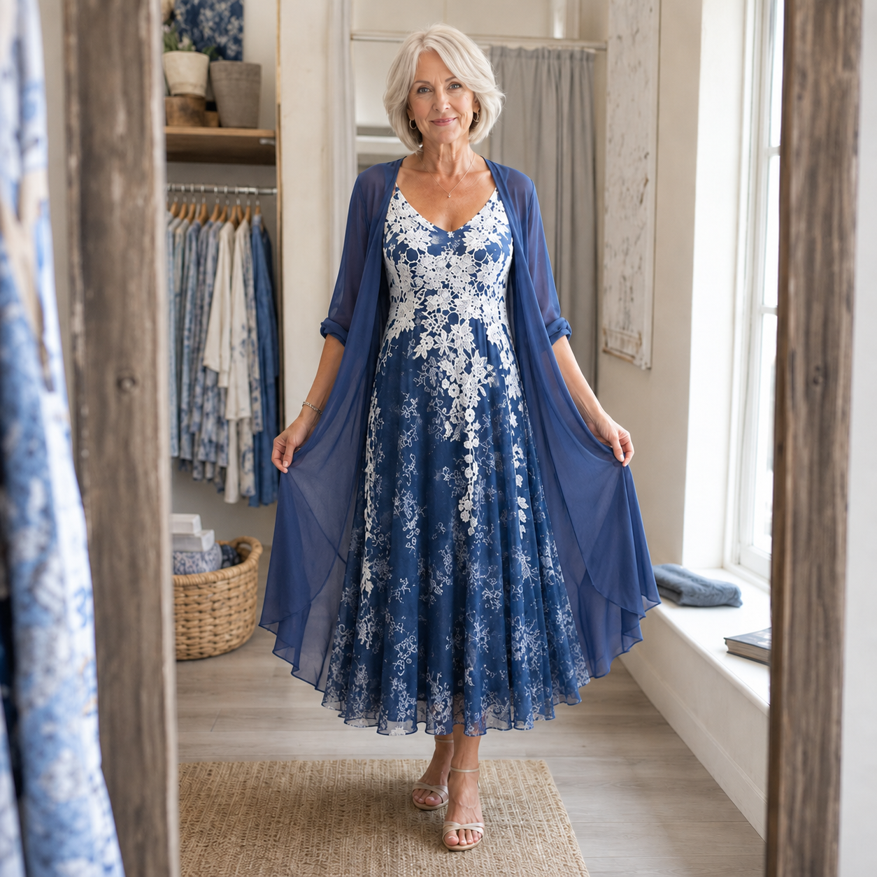 QUEENWAY | Floral Print Dress And Duster Set