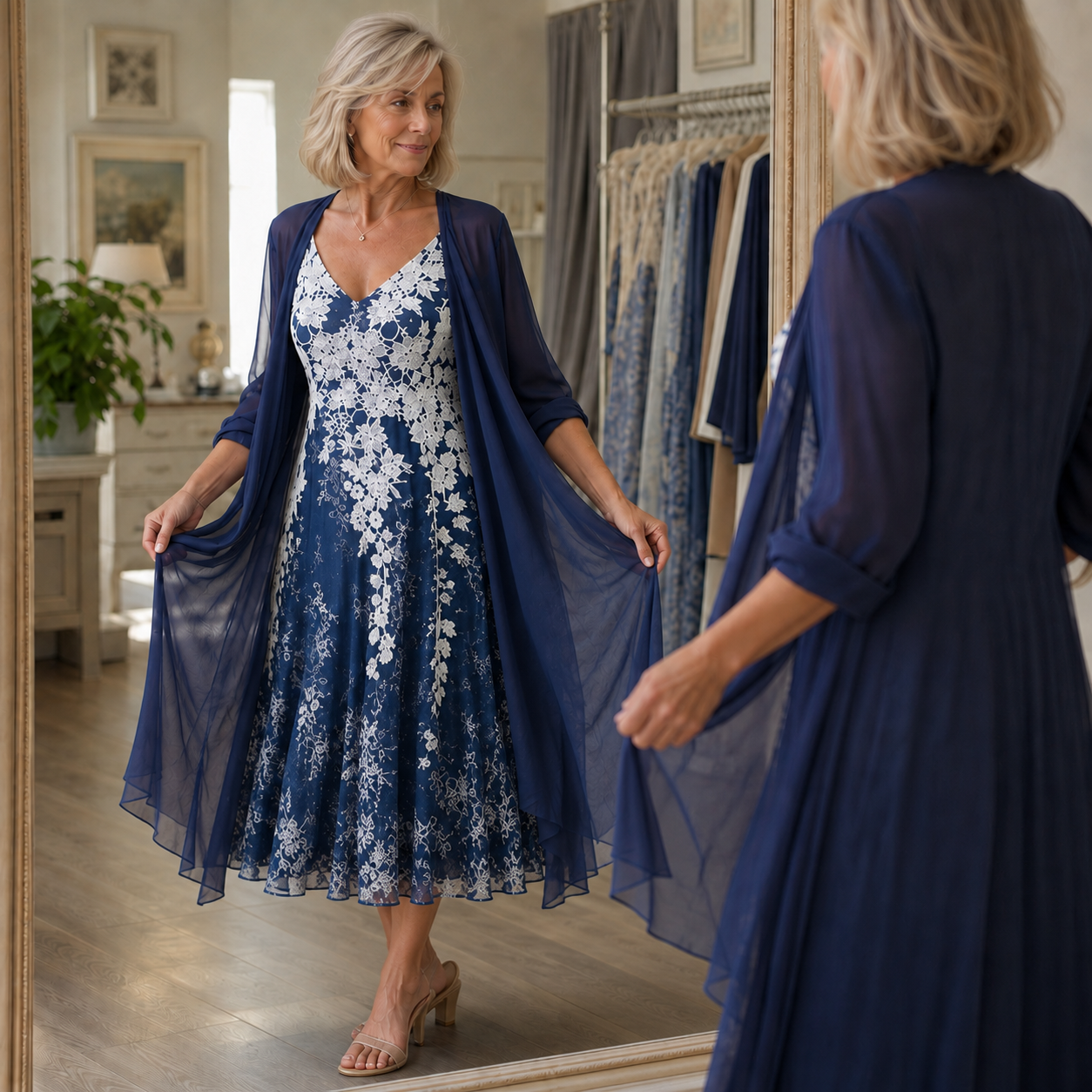 QUEENWAY | Floral Print Dress And Duster Set
