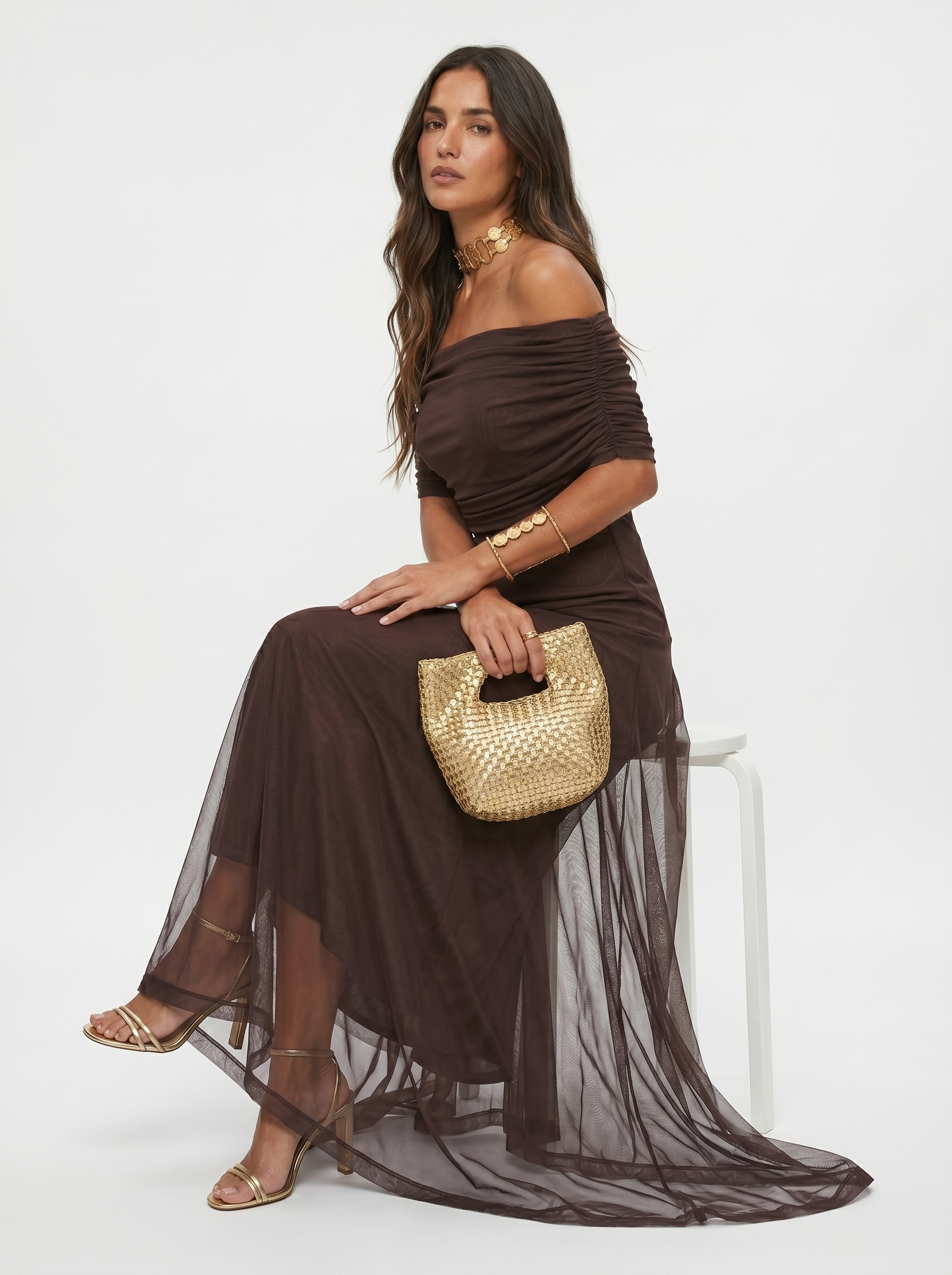 QUEENWAY | Draped Off-Shoulder Dress