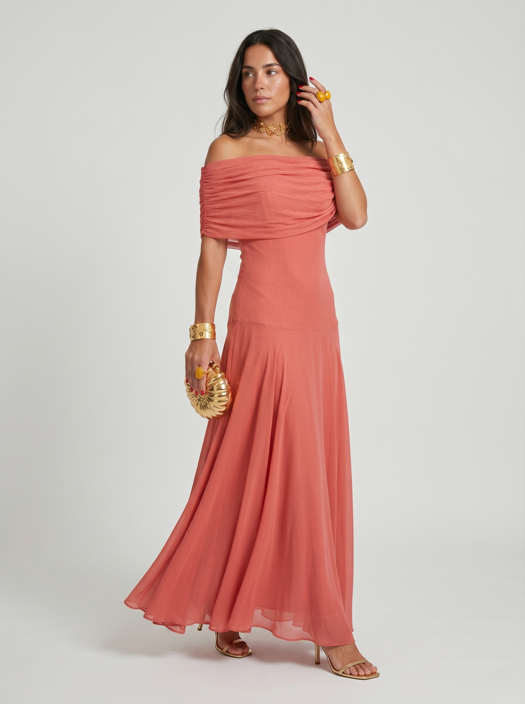 QUEENWAY | Draped Off-Shoulder Dress
