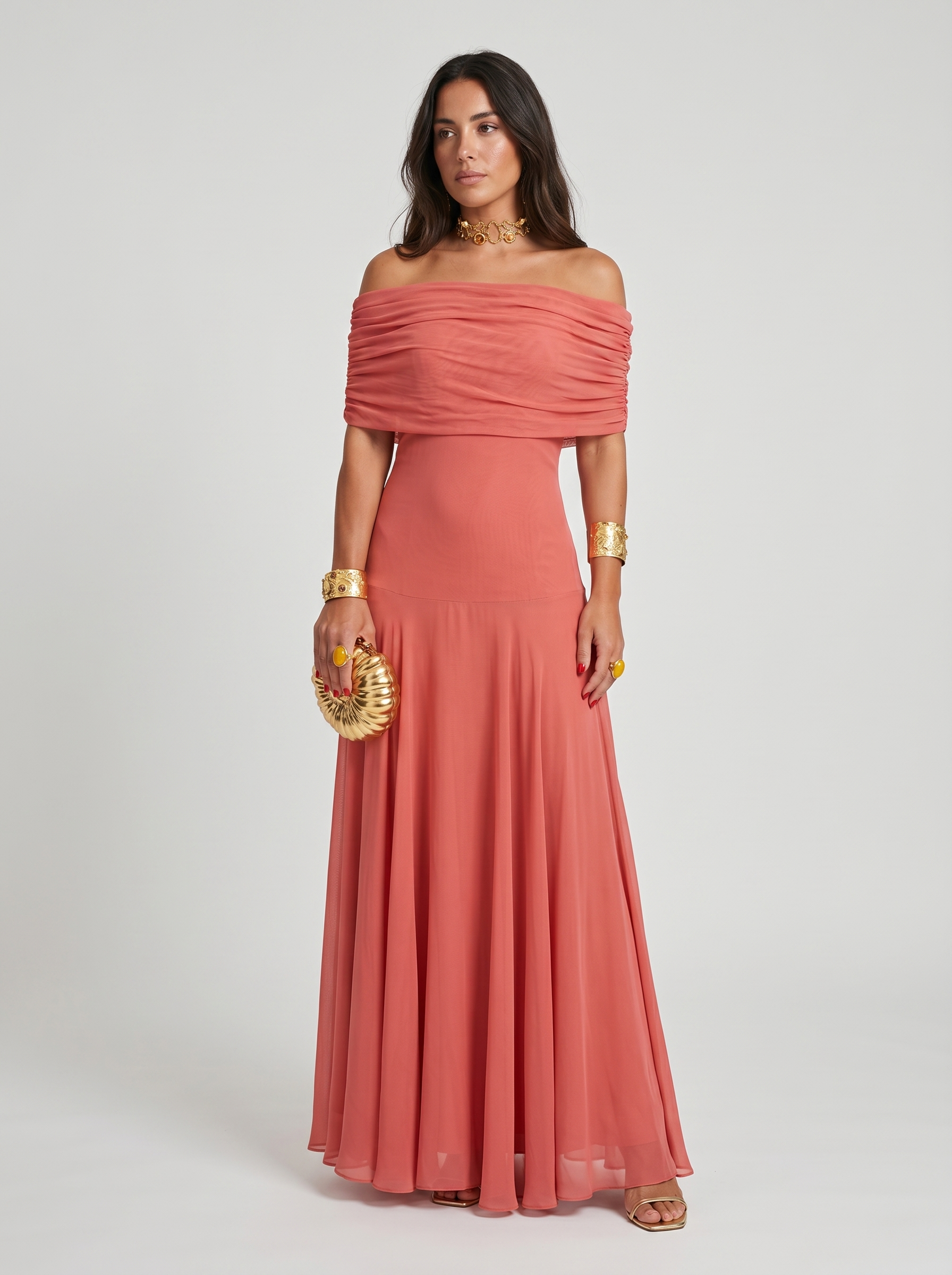 QUEENWAY | Draped Off-Shoulder Dress