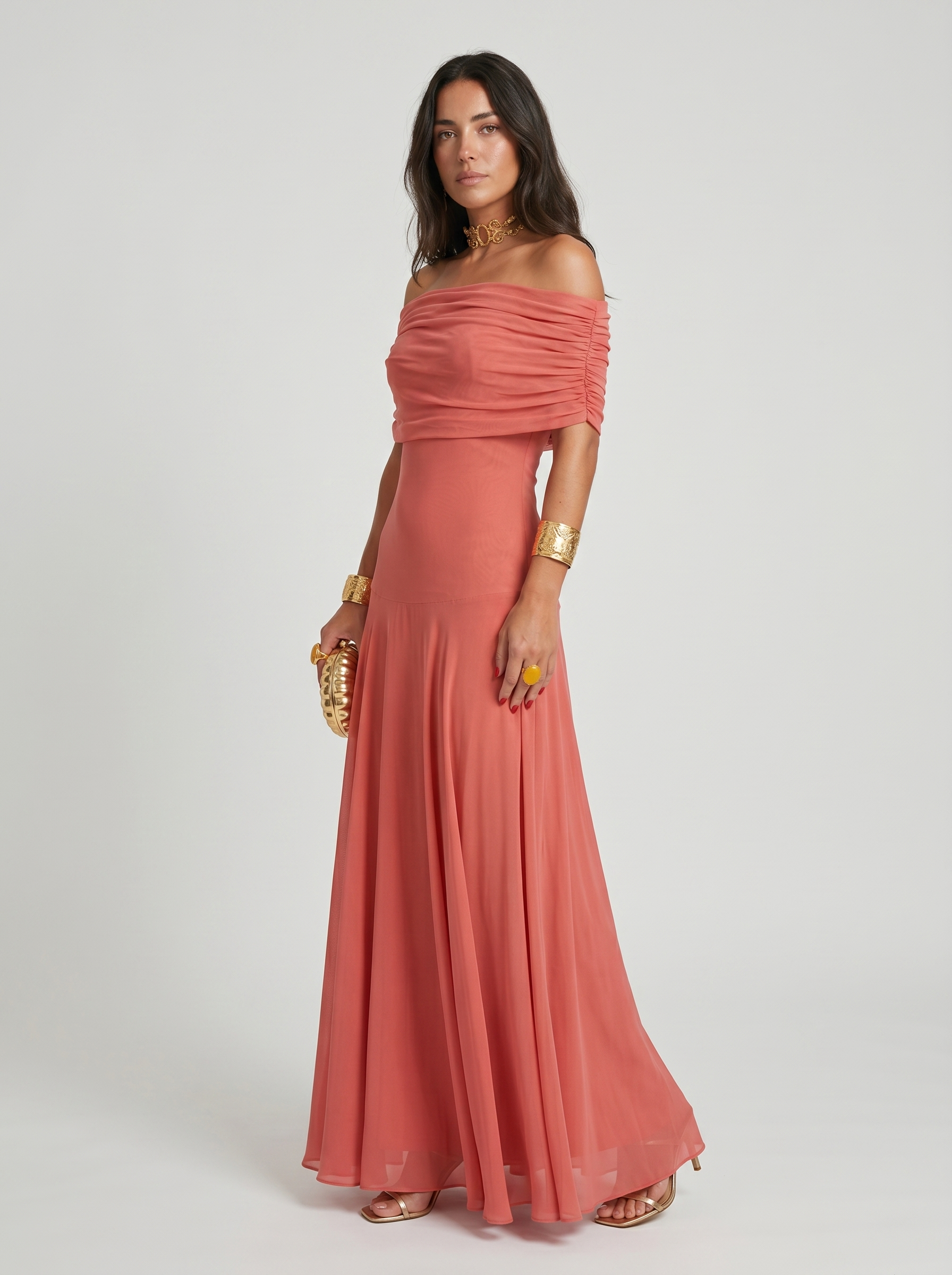 QUEENWAY | Draped Off-Shoulder Dress