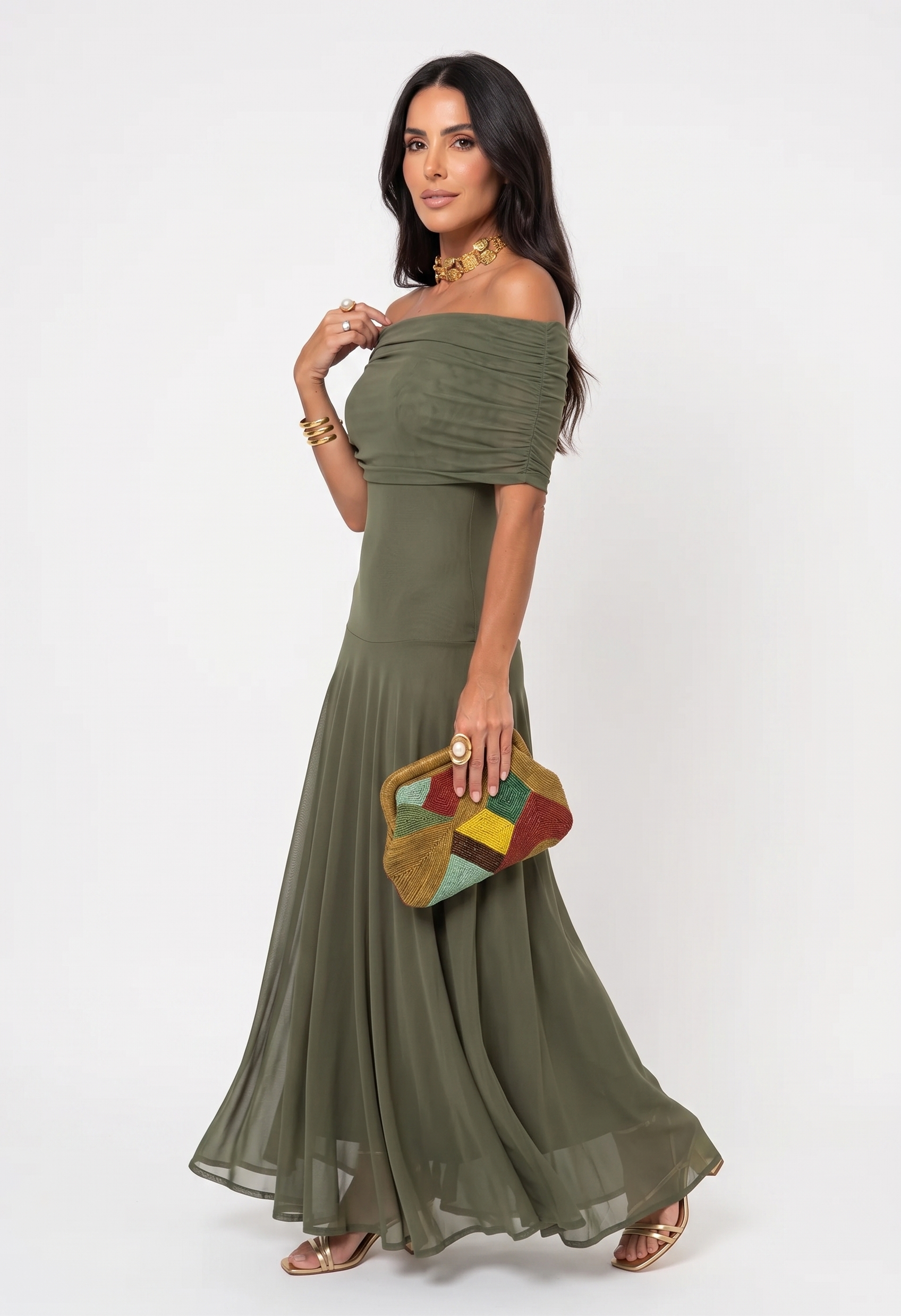 QUEENWAY | Draped Off-Shoulder Dress