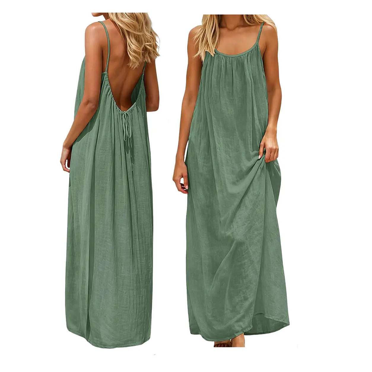 2026 New Women'S Camisole Backless Loose Long Home Wear Dress