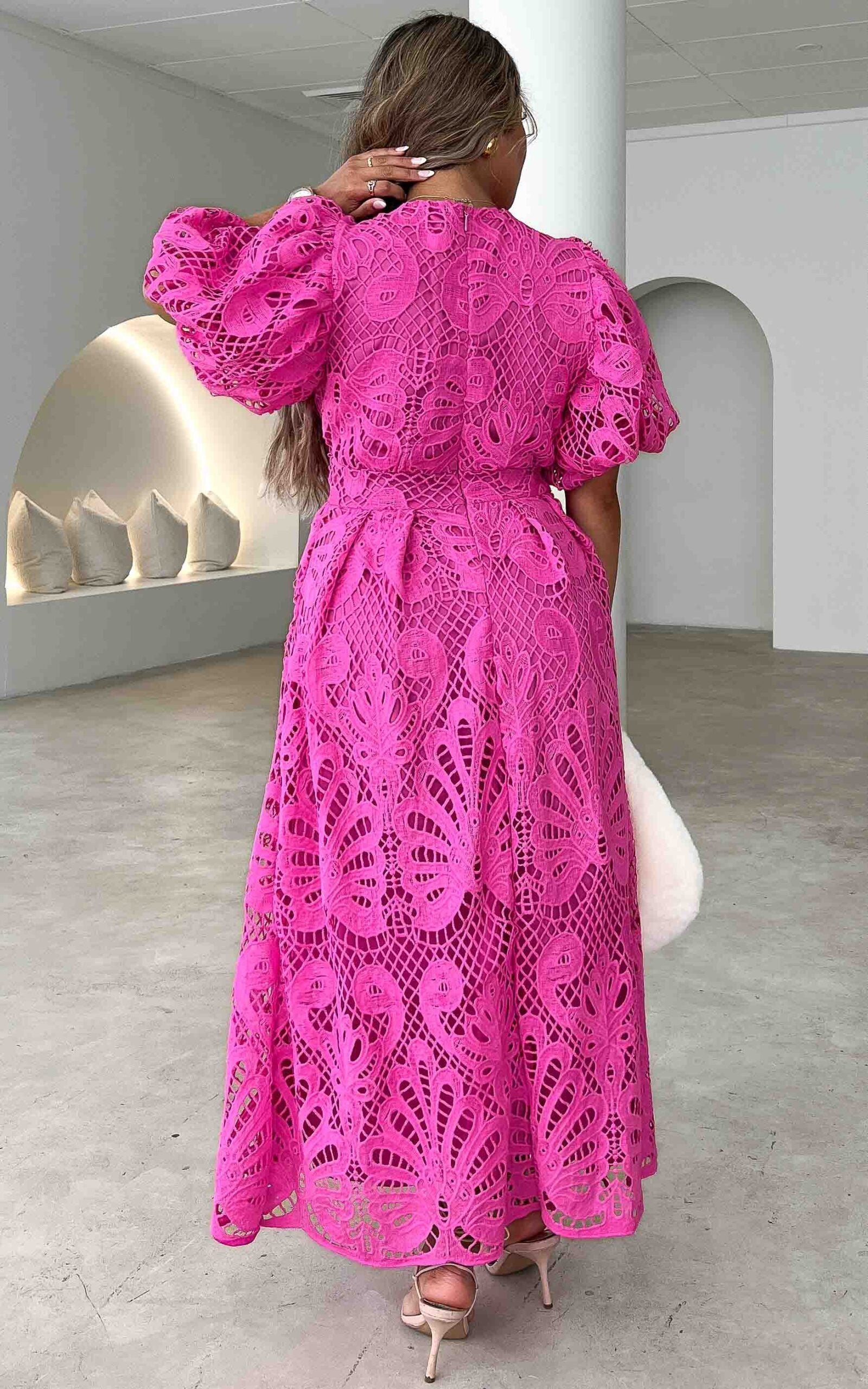 QUEENWAY | Hazelle Lace Maxi Dress - Hot Pink