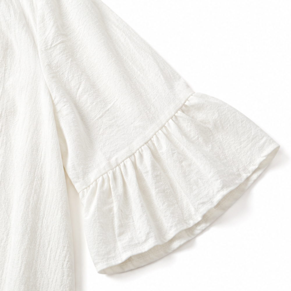 V-Neck Ruffle Sleeve Midi Dress